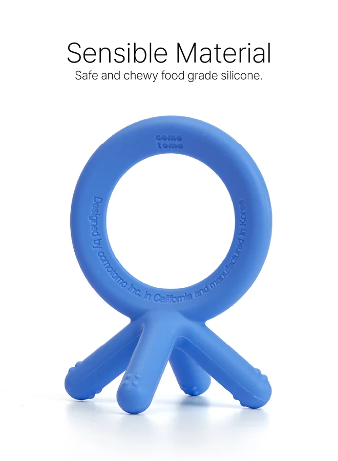 comotomo Natural Feel Baby Bottle 250 ML With Silicone Baby Teether, 3 Months +