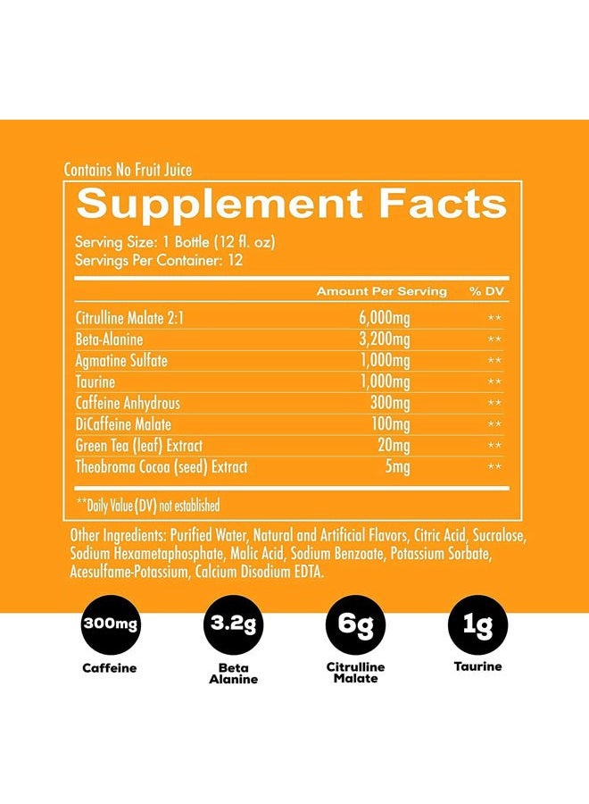 REDCON1 توتال وور جاهز للشرب قبل التمرين - صيغة RTD صديقة للكيتو تعزز القدرة على التحمل - مشروب قبل التمرين بالأحماض الأمينية + ماليت السيترولين للرجال والنساء (طعم البرتقال، 12 حصة) - Image 2