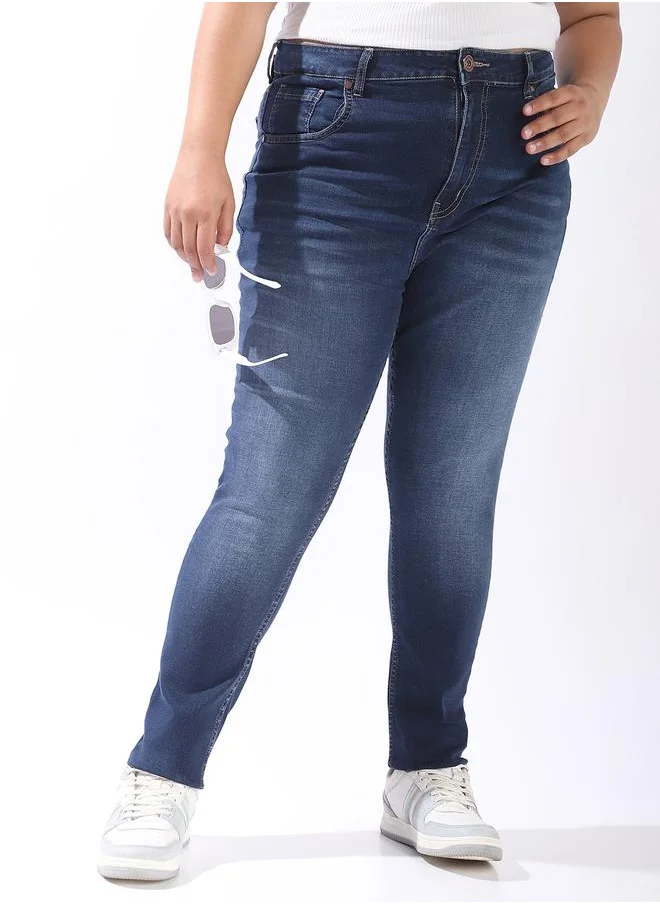 HIGH STAR Blue Jeans Plain Button Woven Full High-rise for Women – Make every day iconic