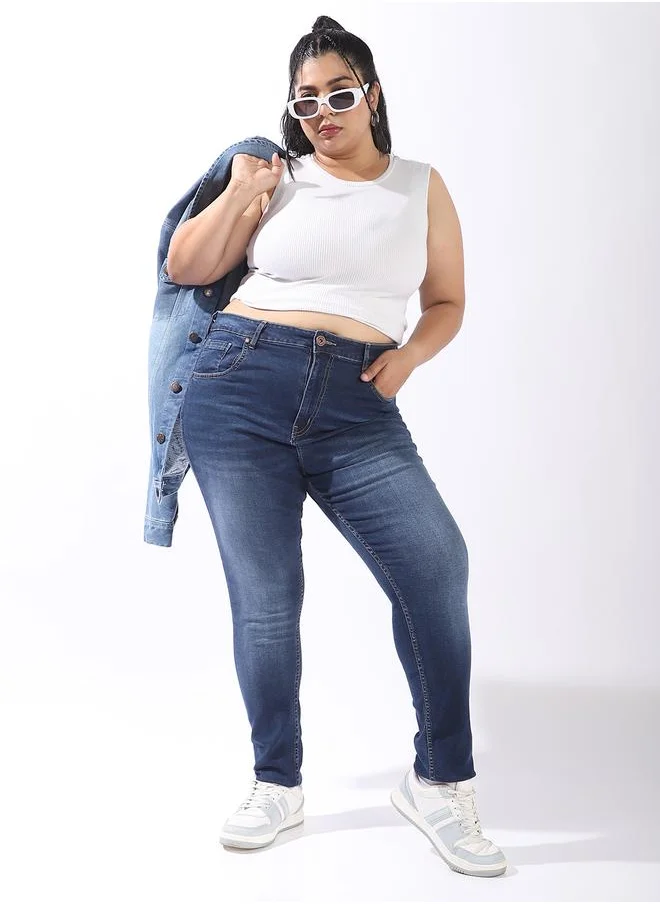 HIGH STAR Blue Jeans Plain Button Woven Full High-rise for Women – Make every day iconic