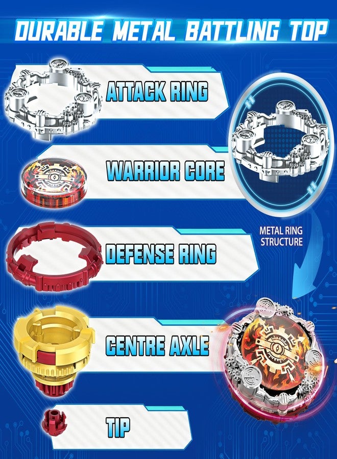 INFINITY NADO S7 Battle Top Starter Pack Set with Bow-Shaped Launcher Infinite Acceleration, Metal Defense Type Battle Toy, Right-Spinning Top Game Toys for Boys Girls 5+, Fiery Blast Wheel, Red - Image 2