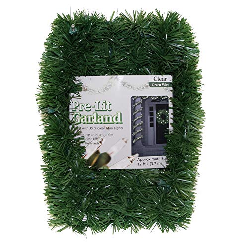 Brite Star 12-Foot Christmas Garland with Clear Lights - Perfect for Indoor or Outdoor Fireplace Mantle Decor, Kitchen Light, or Christmas Decorations Tree - Pre-lit Pine Garland For Holiday - Image 3
