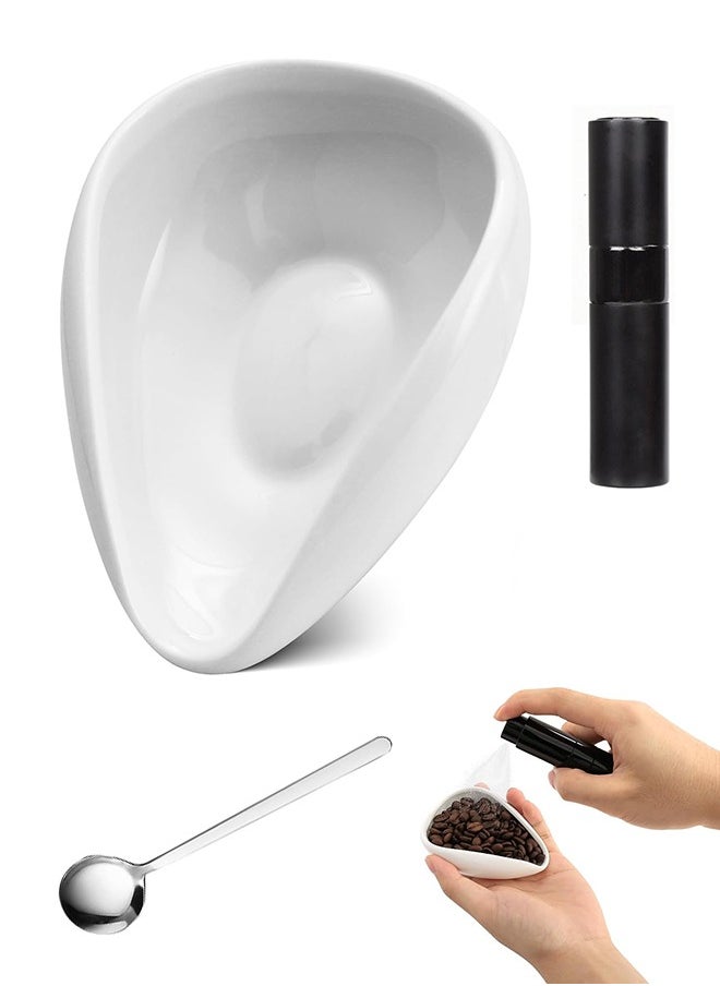 Generic - Coffee Bean Dosing Cup and Spray Bottle Set, Espresso Accessories Kit for Coffee Bar, Ceramic Coffee Dosing Tray with Espresso Coffee Spritzer and Spoon, Reduce Coffee Power Static - Image 1