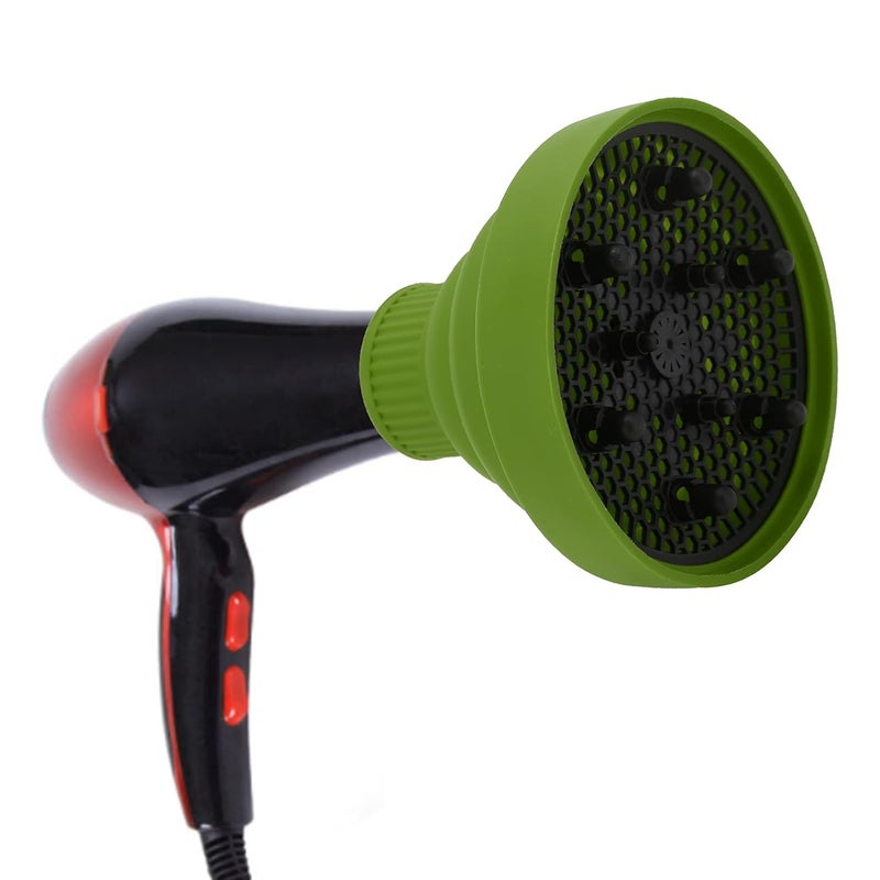 klarako Diffuser Hair Dryer Curly Hair, Silicone Diffuser Attachment Universal Collapsible Hair Dryer Diffuser Portable Travel Folding Hair Blow Dryer Diffuser Defuser Hairdryer(Green) - Image 4