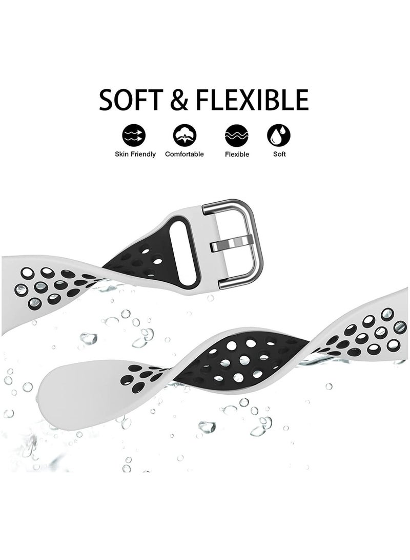 سوار ساعة رياضية بديل من السيليكون الناعم متوافق مع ساعة ابل مقاس 42 ملم و44 ملم وساعة ابل سلسلة 4/5/6/اس اي(أبيض أسود) - Image 3