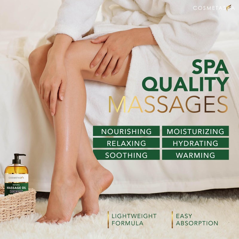 Cosmetasa Sore Muscle Massage Oil for Massage Therapy with Roller - All Natural, Cruelty-Free Massage Oils for Muscle Relaxing & Joint Comfort - Arnica Extract with Lavender & Chamomile Oil (8.8 oz) - Image 4