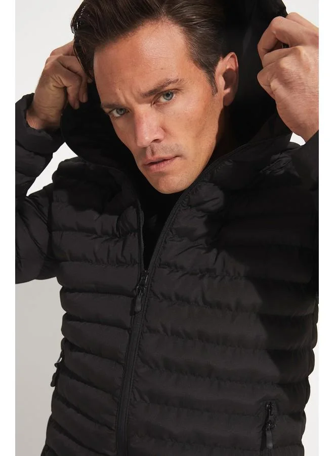 JUNE June Men Fiber Filled Coat Black