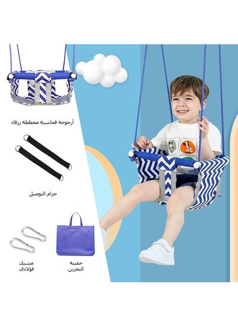 مقعد أرجوحة للأطفال الصغار مع حبل عالي التحمل، مجموعة أرجوحة آمنة للأطفال، قماش ناعم آمن مع حزام أمان لعمر 6 أشهر - 14 عامًا