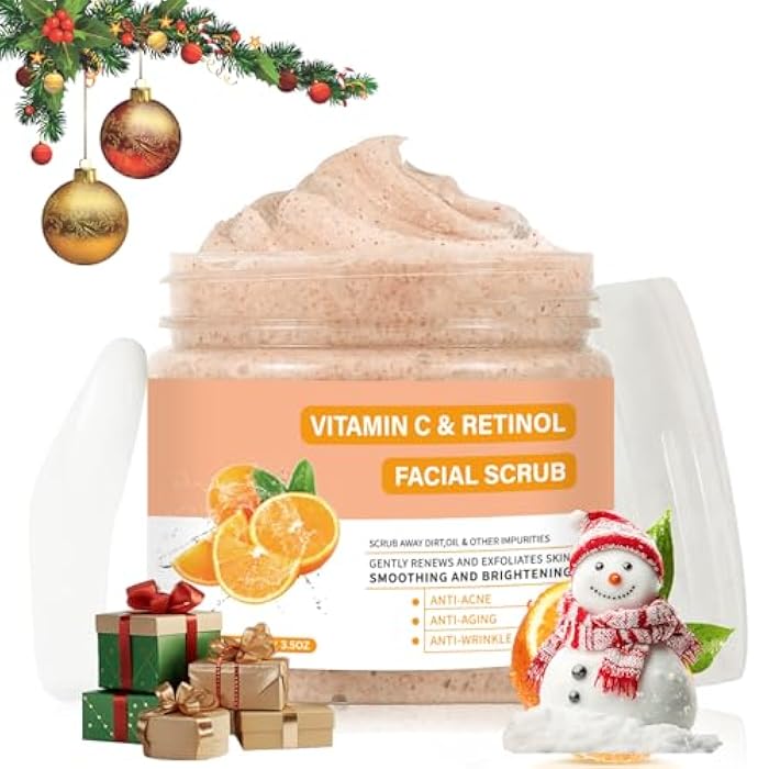 YAFUSIPE Vitamin C and Retinol Facial Scrub Face Scrubs Exfoliating Face Wash Vitamin C Facial Body Scrub Microdermabrasion Exfoliator for Blackhead Ingrown Hair KP Bump Eraser Exfoliant 3.5OZ - Image 1
