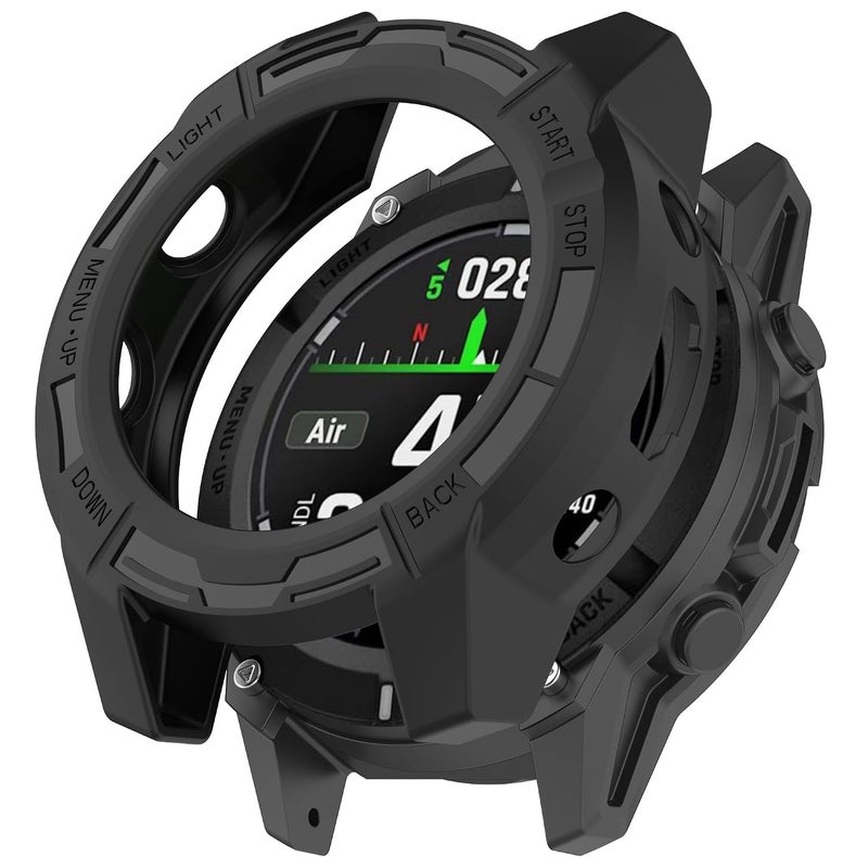 غطاء TPU متين متوافق مع ساعة Garmin Descent G2، غطاء واقٍ مضاد للخدش، إطار مصد، غلاف مقاوم، ملحقات الساعات الذكية (أسود) - Image 1