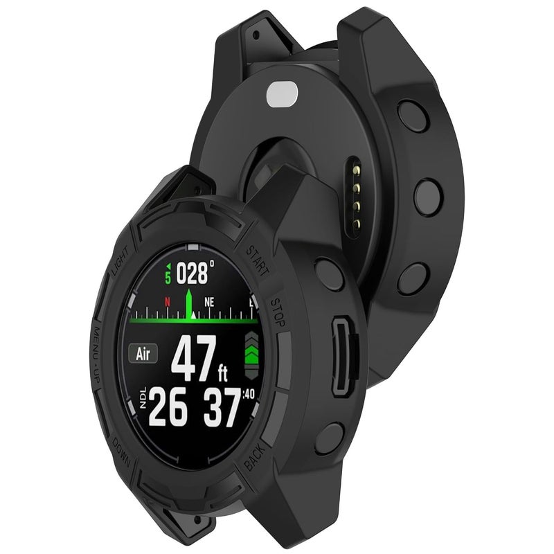 غطاء TPU متين متوافق مع ساعة Garmin Descent G2، غطاء واقٍ مضاد للخدش، إطار مصد، غلاف مقاوم، ملحقات الساعات الذكية (أسود) - Image 3