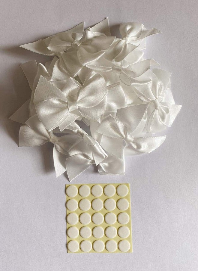 Briefix 25 Pieces Mini Satin Ribbon Bows with Removable Sticky Gel Pads (White) - Image 5