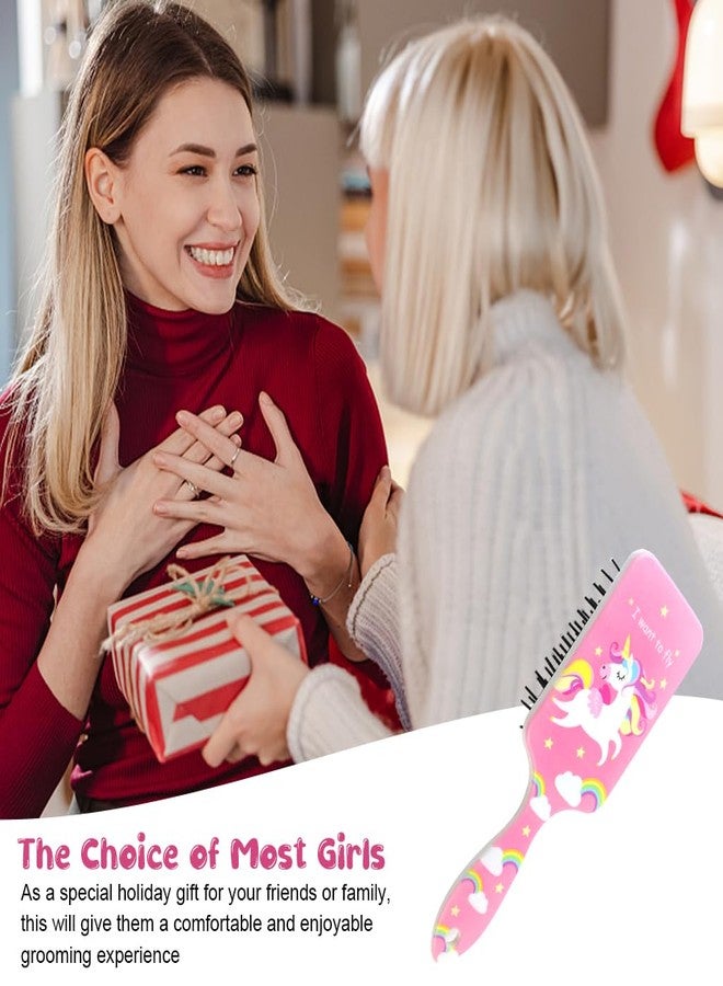 زيبويو فرشاة تصفيف الشعر ZIBUYU® الوردية على شكل يونيكورن، كبيرة الحجم، مزودة بوسادة هوائية وشعيرات ناعمة، مناسبة للأطفال والفتيات والنساء - Image 5