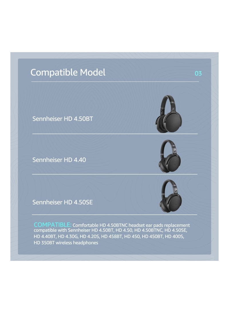 SYOSI Frozen Replacement Earpad for Sennheiser Headphones, Fits HD4.50BT/ HD4.50/ HD4.50BTNC/ HD458BT/ HD450/ HD450BT, Headset Ear Cushion with Soft Clothes & Memory Foam (Black)  - Image 5