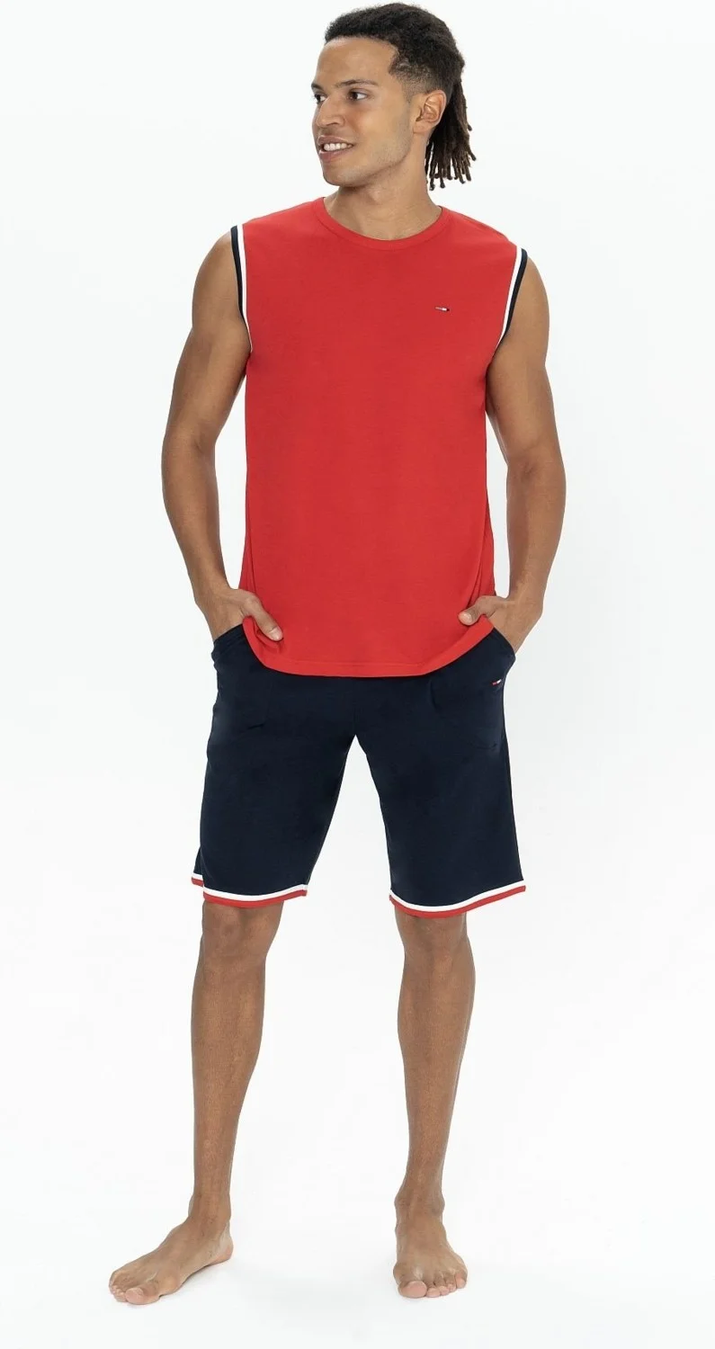 U.S. Polo Assn. 18872 Men's Sleeveless Crew Neck Shorts Pajama Set-Red