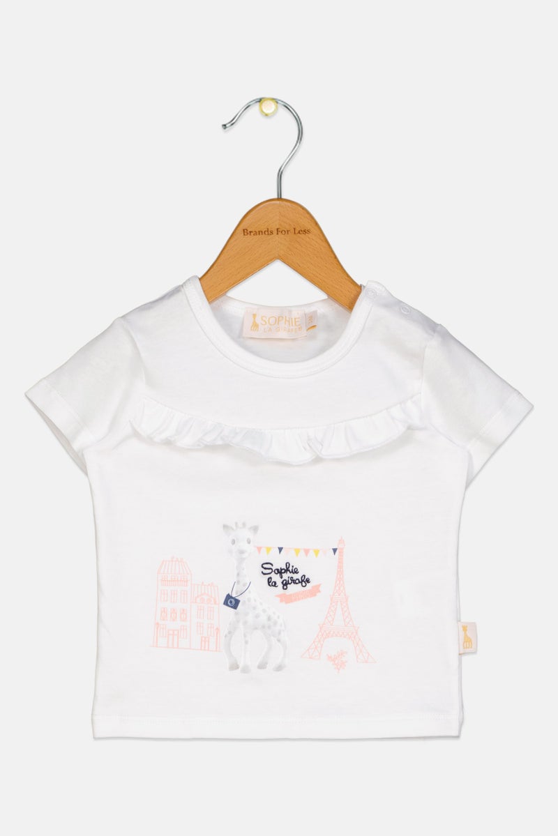 Sophie la girafe Toddlers Girl Short Sleeve Graphic Print Top, White - Image 1