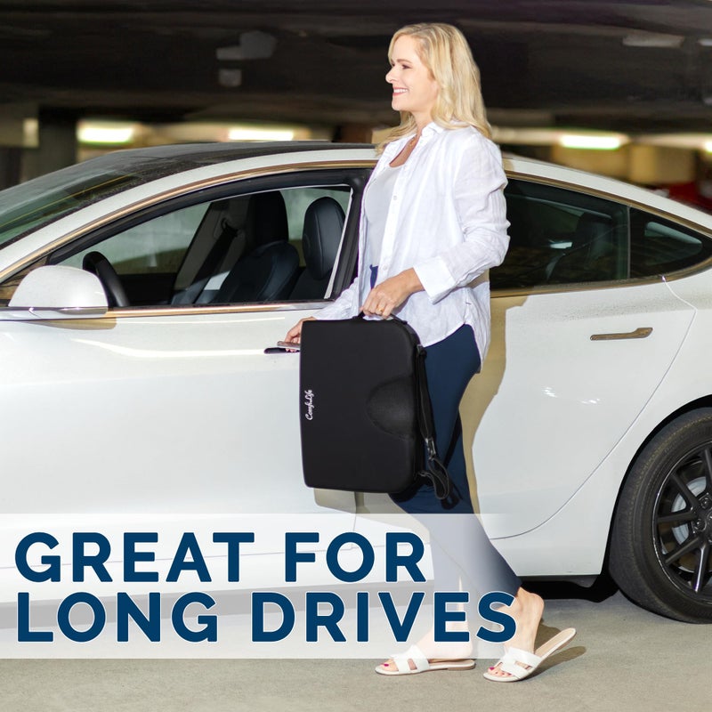 ComfiLife Car Seat Cushionâ€“Premium Wedge 100% Polyurethane Foam Car Cushions for Drivingâ€“Auto Seat Cushionâ€“Back & Sciatica Pain Relief for Long Drivesâ€“Comfort for Car Driver,Office, Truck Seat (Black) - Image 5