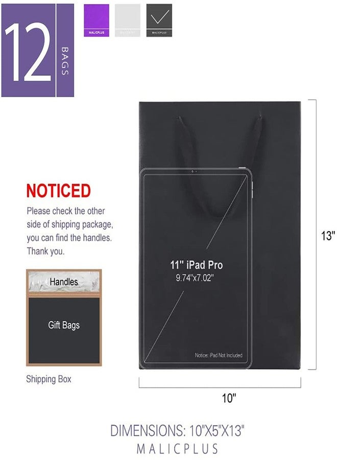 MALICPLUS 12 Large Gift Bags 10x5x13 Inches, Premium Matte Black Large Gift Bags with Handles for All Occasions (Grain Textured Finish) - Image 2