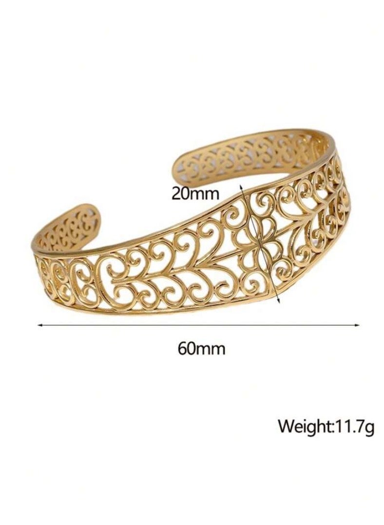 Equal Elegant & High Quality Stainless Steel Gold Plated Bracelet Bangle For Women - Image 3