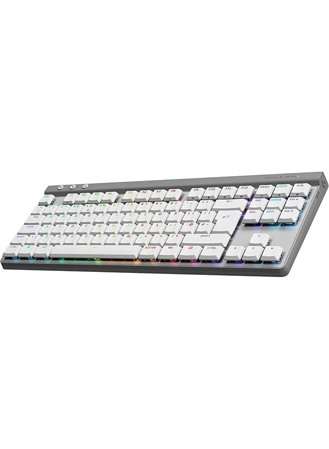Logitech G515 LIGHTSPEED TKL Low Profile Wireless Gaming Keyboard, LIGHTSYNC RGB, Thin Tenkeyless Design, PBT Keycaps, Tactile/Brown Mechanical Switches - White I 5099206119796 - Image 1