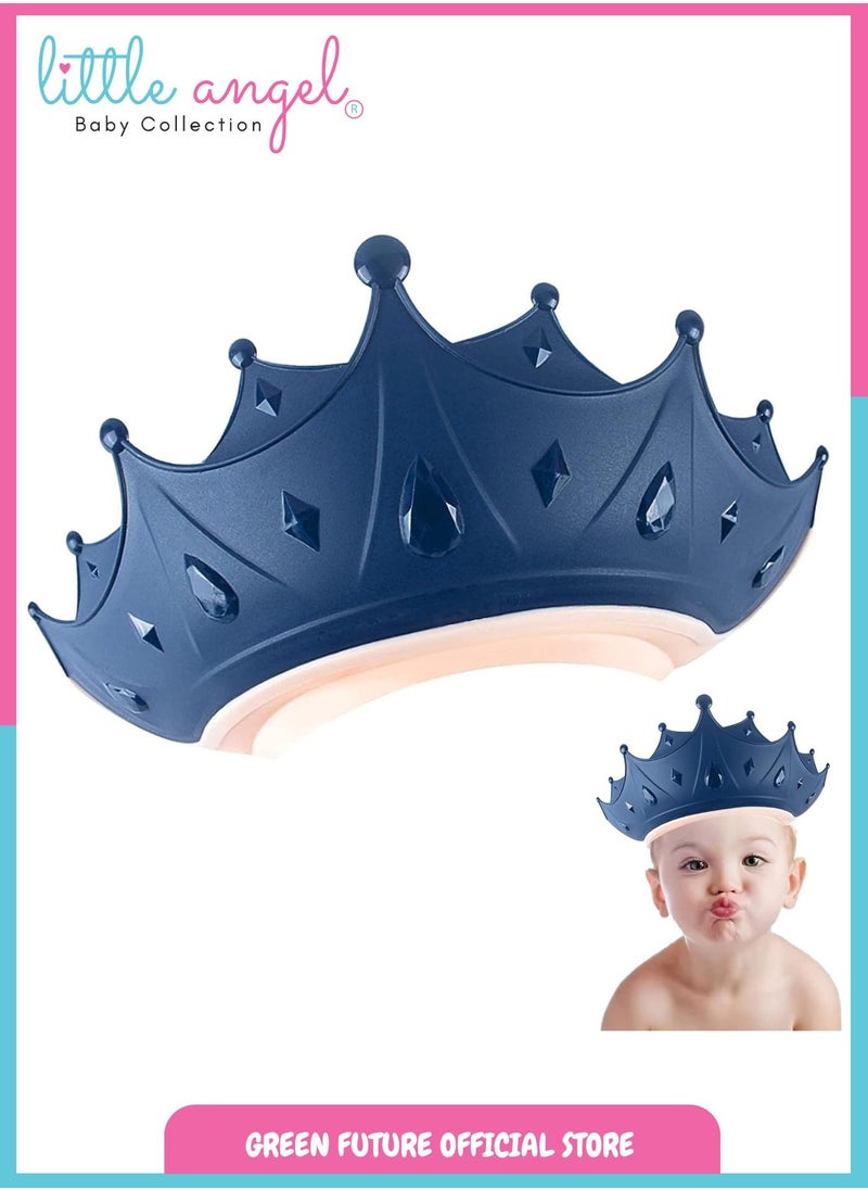Little Angel Baby Adjustable Shower Cap for Hair Washing – Soft Silicone Bath Visor for Toddlers, Protects Eyes & Ears, Comfortable Fit - Blue  - Image 2