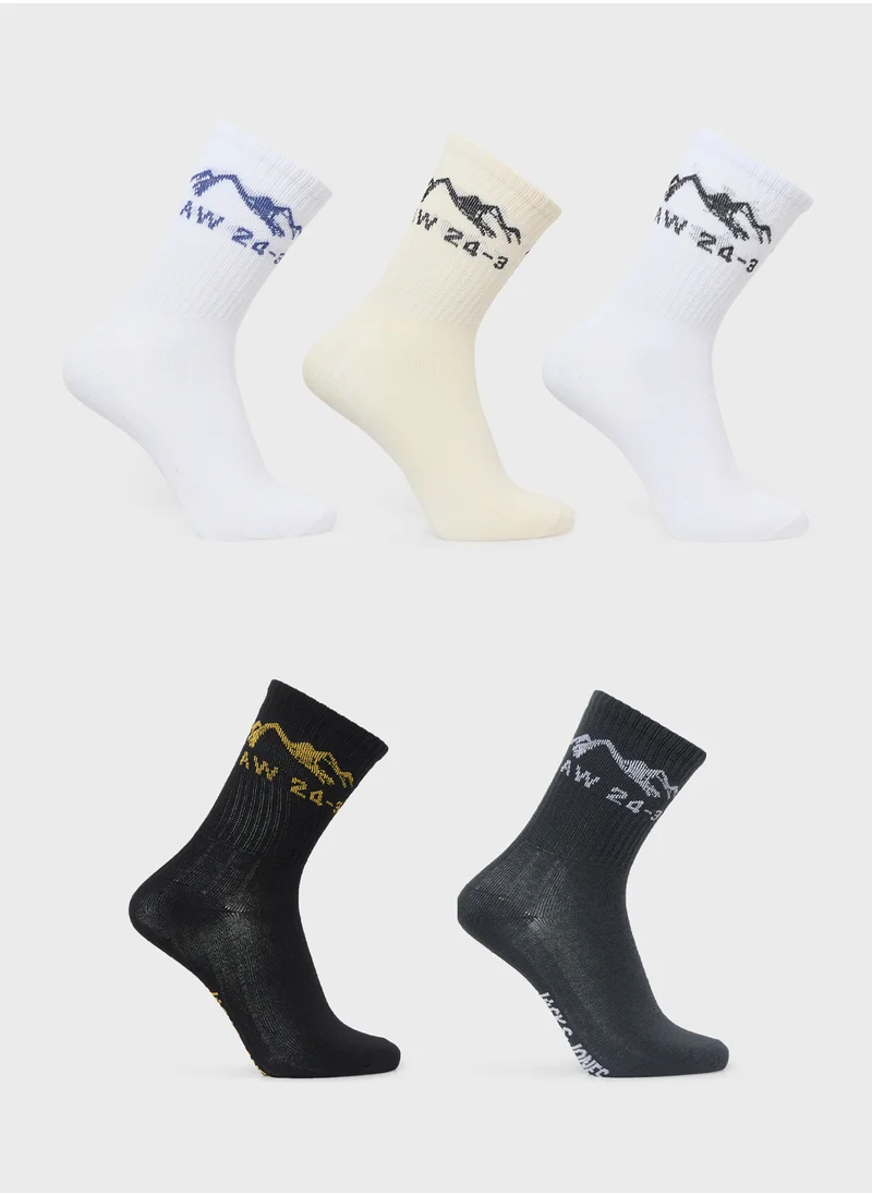 جاك وجونز جونيور Youth 5 Pack Logo Socks