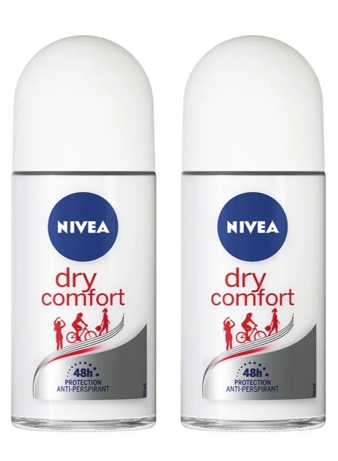 نيفيا عبوتين مزيل عرق رول  أون دراي كومفورت جفاف سريع 50 مل - Image 1