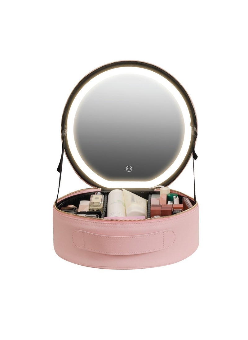 Makeup Organizer Pro with Lighted Mirror / 3-Mode Lights / 4K Mirror / 72 LED Beads / Adjustable Partition / Waterproof / Handle / Chic Design / PU Leather / Considerable Battery Capacity - Pink - pzsku/Z536CA262759219F7A719Z/45/_/1728376186/47bfaf4d-6c9f-4788-8759-e5aa24c39860