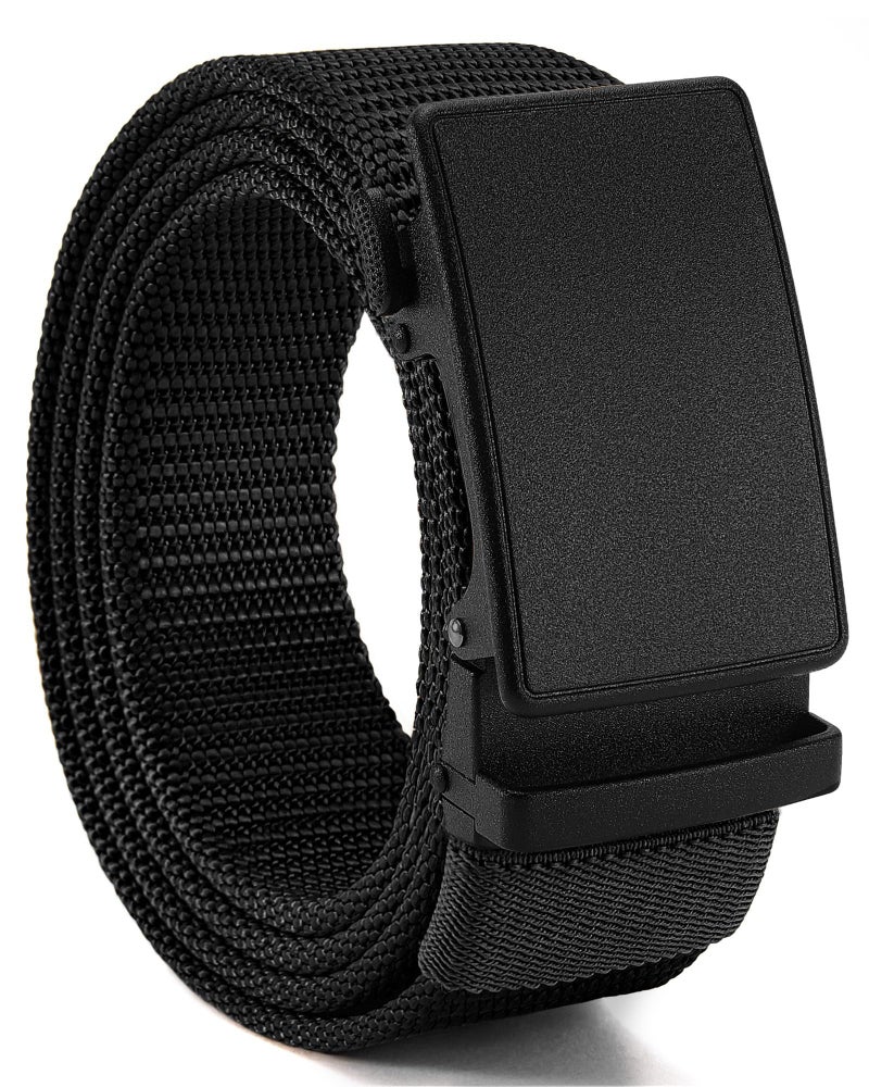CHAOREN 1.5" Nylon Ratchet Belts for Men - Black Adjustable Casual Work Belt with Slide Buckle - Trim to Fit - Image 1