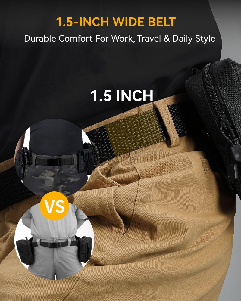 CHAOREN 1.5" Nylon Ratchet Belts for Men - Black Adjustable Casual Work Belt with Slide Buckle - Trim to Fit - Image 3