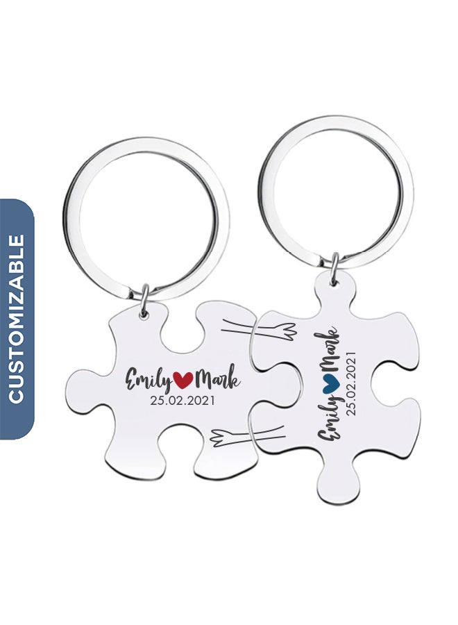 Share the Love Personalized Puzzle Keychains – Custom Engraved Pieces for Couples, Friends, or Family, Perfect Gift for Special Occasions
