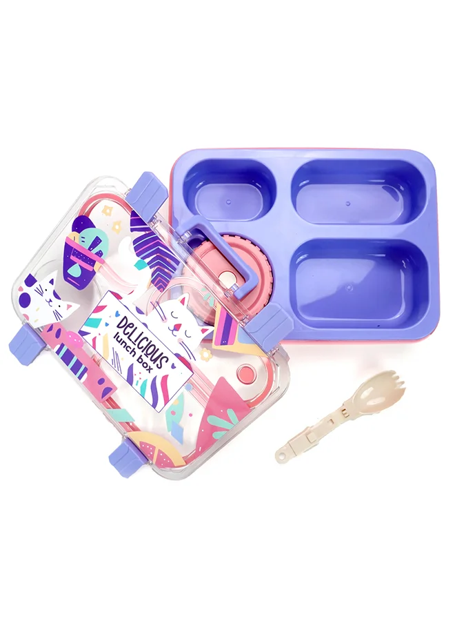 LITTLE SURPRISE BOX Little Surprise Box, Purple Meow Compact Tiffin Lunch Box for Kids