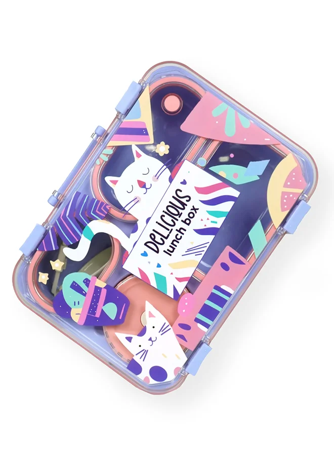 LITTLE SURPRISE BOX Little Surprise Box, Purple Meow Compact Tiffin Lunch Box for Kids