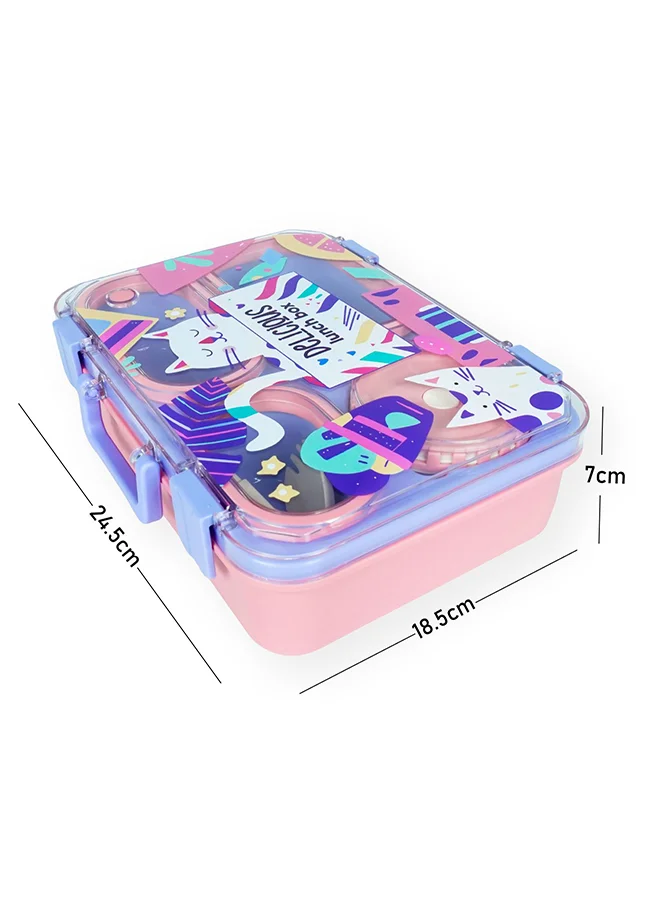 LITTLE SURPRISE BOX Little Surprise Box, Purple Meow Compact Tiffin Lunch Box for Kids