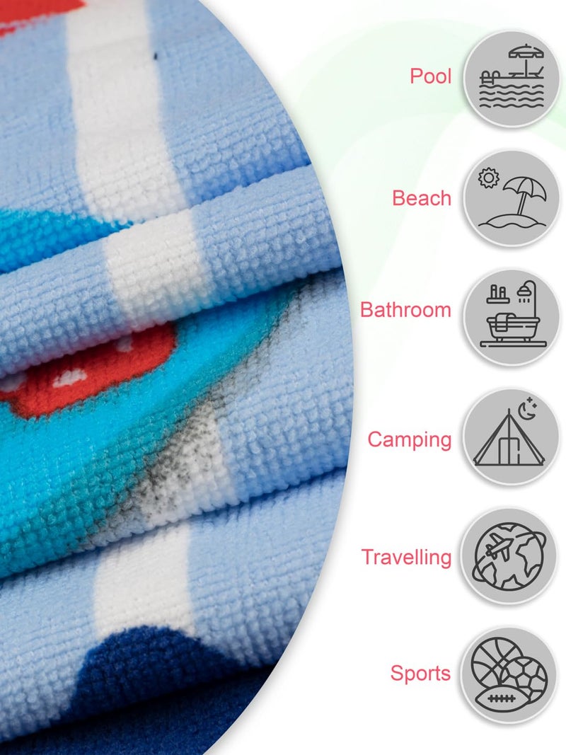 Yellow Bee Beach Summer Towel for Girls (250 GSM)- Blue, White, 8-16 Years - Image 5