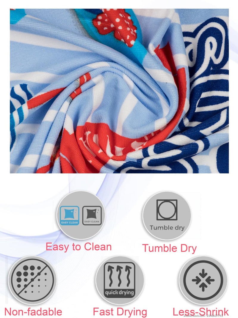 Yellow Bee Beach Summer Towel for Girls (250 GSM)- Blue, White, 8-16 Years - Image 4