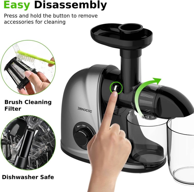 Dxmocos Slow Masticating Juicer ZM1503M, Cold Press Juicer Machine for Fruits & Vegetables, High Juice Yield, Quiet Motor, Easy to Clean, Juice & Pulp Separation, BPA-Free, Ideal for Healthy Juicing - Image 5