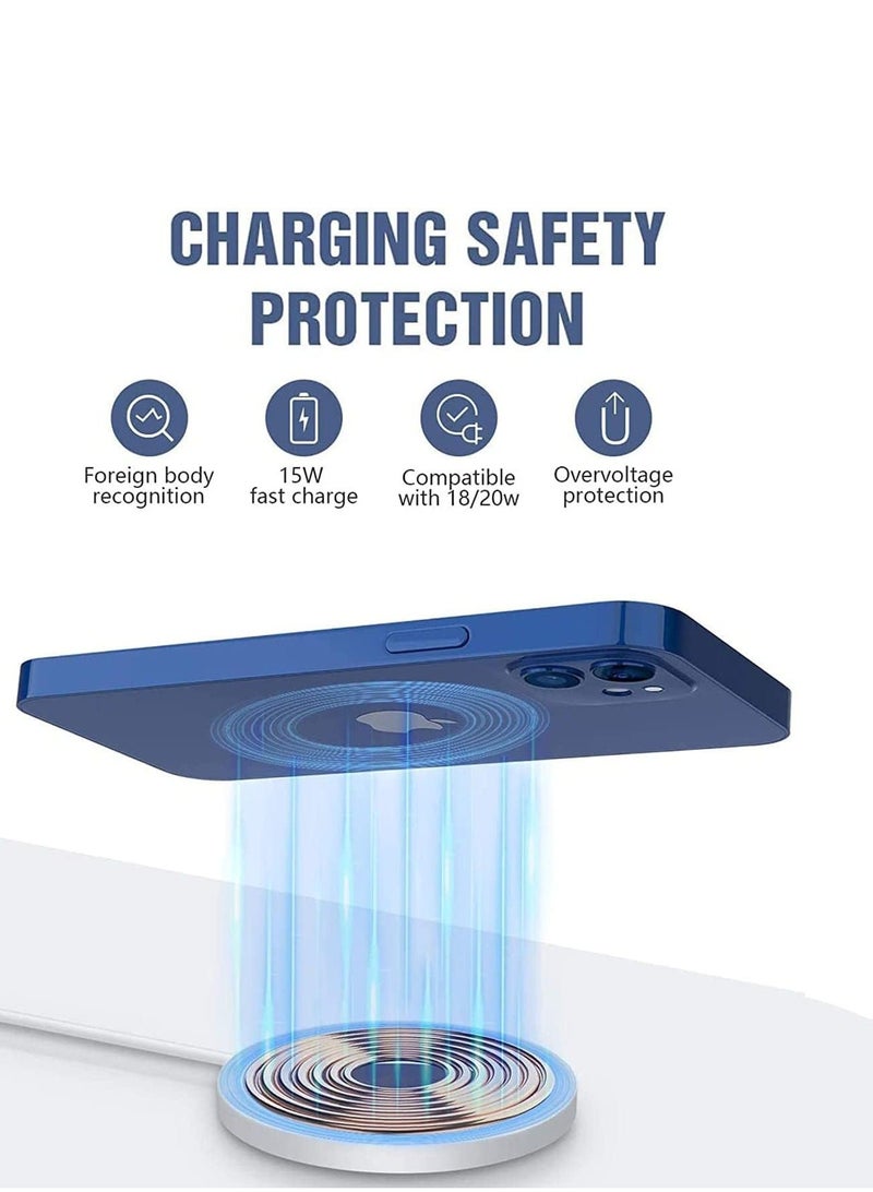 جويز شاحن Mag-Safe لهاتف iPhone مع شحن سريع عبر USB-C، شحن PD لاسلكي مغناطيسي سريع بقوة تصل إلى 15 واط، متوافق مع سلسلة iPhone 15، 14، 13، 12 وسماعات AirPods Pro2، باللون الأبيض. - Image 3