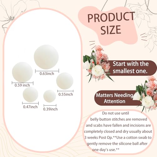 Heyshapeing 5PCS (Ball-Shaped) Belly Button Plug Post Tummy Tuck Soft Silicone Belly Button Trainer Tummy Tuck for Liposuction(5pcs+Tape) - Image 4