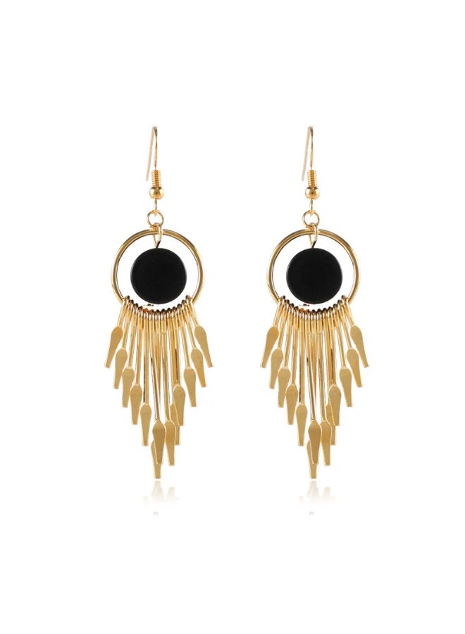 Goolsky Korean Geometric Tassel Earrings for Women – Long Round Dangle Earrings, Elegant Retro Statement Jewelry, Geometric Tassels Anti-Tarnish, Formal/Parties Wear - Image 1