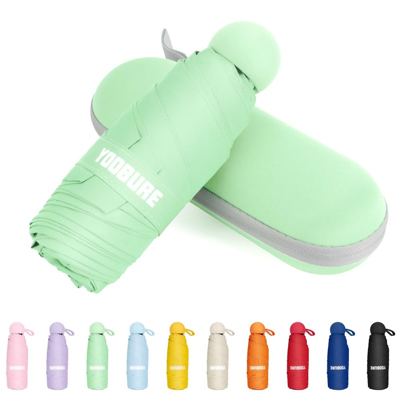 Yoobure Travel Umbrella Portable Compact Umbrellas, Pocket Mini for Purse, Umbrellas for UV Sun & Rain Small for Backpack, Umbrella with Case Folding for Kids Women - Image 1