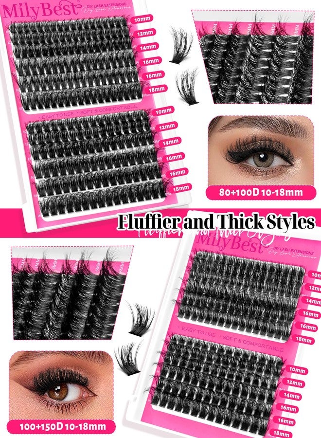 MilyBest 4 Styles Lash Clusters Kit 864Pcs Eyelash Clusters Lash Kit Volume Lashes Clusters D Curl DIY Individual False Eyelashes with 2 Bond&Seal Wispy Bulk Cluster Eyelash Extensions Kit De Pestañas - Image 3