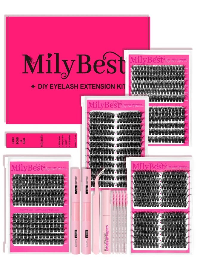 MilyBest 4 Styles Lash Clusters Kit 864Pcs Eyelash Clusters Lash Kit Volume Lashes Clusters D Curl DIY Individual False Eyelashes with 2 Bond&Seal Wispy Bulk Cluster Eyelash Extensions Kit De Pestañas - Image 1