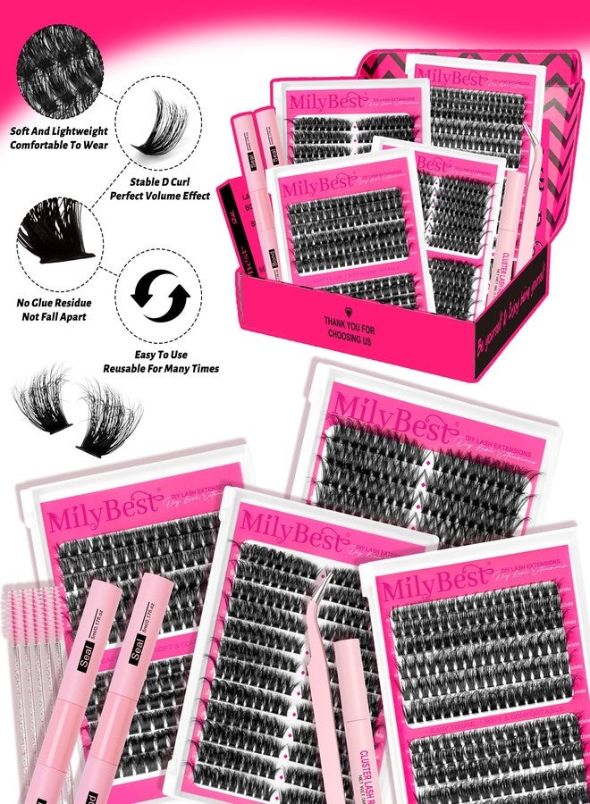 MilyBest 4 Styles Lash Clusters Kit 864Pcs Eyelash Clusters Lash Kit Volume Lashes Clusters D Curl DIY Individual False Eyelashes with 2 Bond&Seal Wispy Bulk Cluster Eyelash Extensions Kit De Pestañas - Image 5
