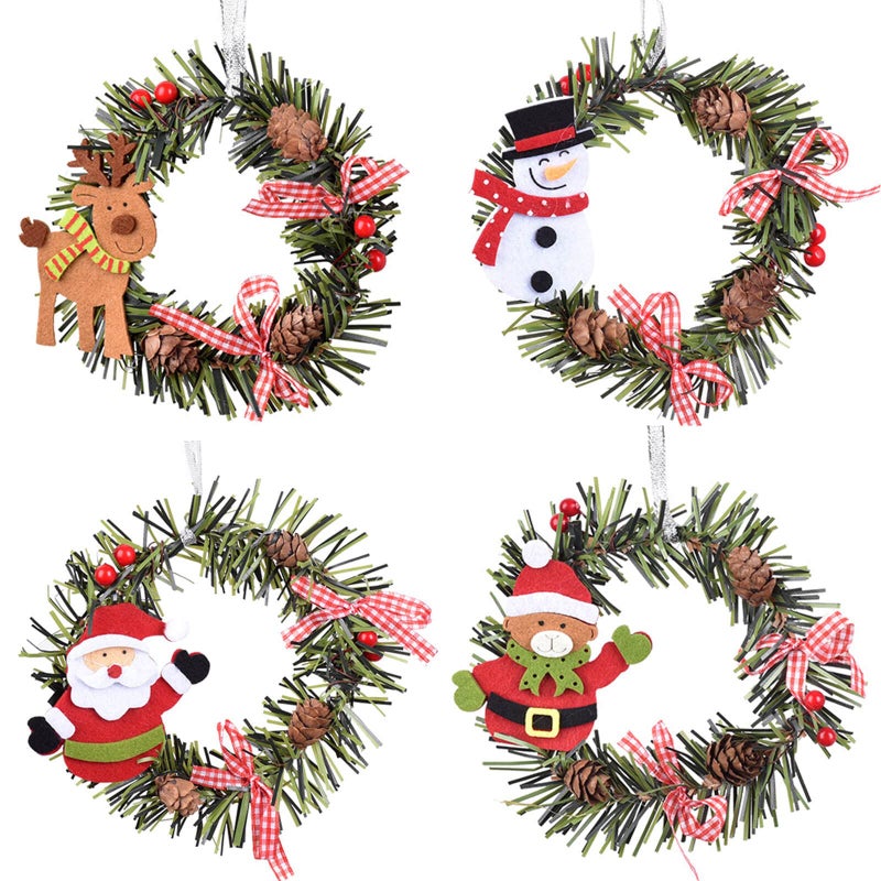 Orgrimmar 4 Pcs Christmas Pine Wreaths for Front Door Christmas Holiday Indoor Home Decor