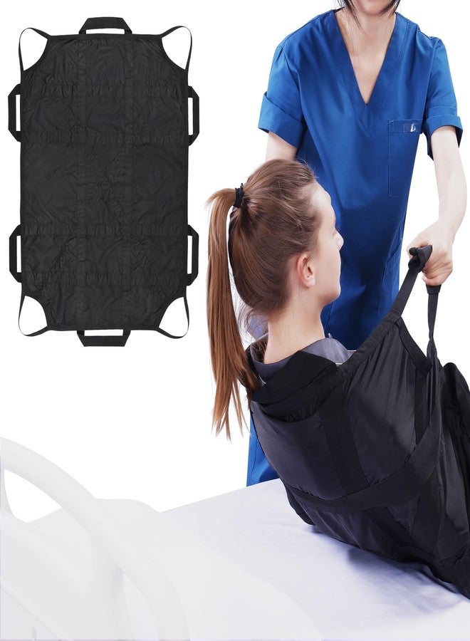 Puholo Positioning Bed Pad with Handles 50"x40" Draw Sheet for Hospital Bed Patients Moving Pad for Turning Lifting and Repositioning Nylon with 380LBS Bearing (Black) - Image 1