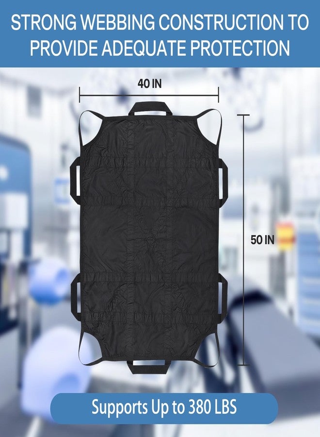 Puholo Positioning Bed Pad with Handles 50"x40" Draw Sheet for Hospital Bed Patients Moving Pad for Turning Lifting and Repositioning Nylon with 380LBS Bearing (Black) - Image 3