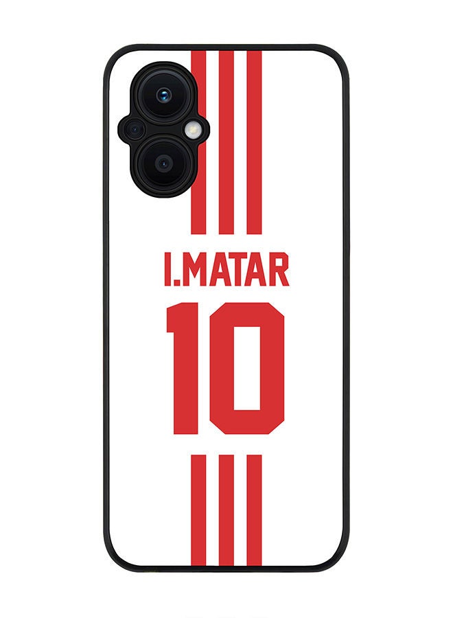 Stylizedd Rugged Black edge case for Oppo Reno7 Z  Slim fit Soft Case Flexible Rubber Edges Anti Drop TPU Gel Thin Cover - Football Team - UAE Player Name - I.Matar - Image 1