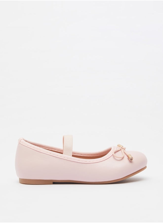 JUNIORS - Girls Round Toe Ballerina Shoes with Elastic Strap Detail with Cushioning - Image 1