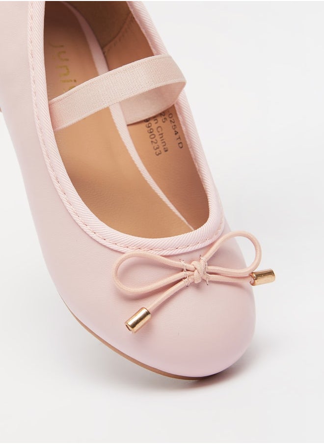 JUNIORS - Girls Round Toe Ballerina Shoes with Elastic Strap Detail with Cushioning - Image 1